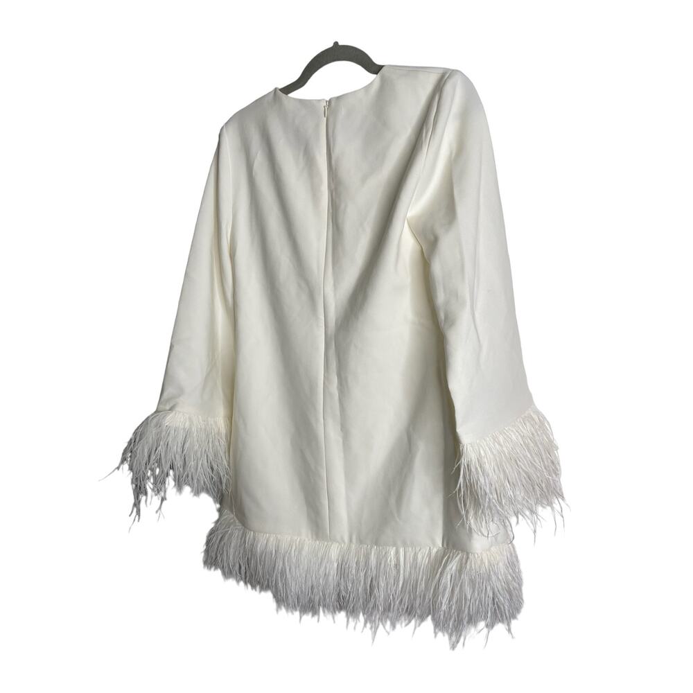 Likely Marullo Mini Sheath Dress Long Sleeve Ostrich Feather Detail Bridal 8 - Picture 8 of 9